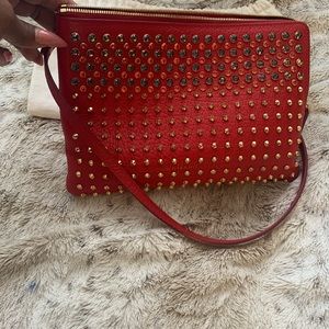 MCM Red Leather with Gold Studs/Embellishments bag